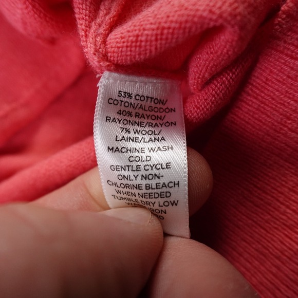 Ann Taylor Loft Sweater Womens M Pink Wool Blend Knit Pullover V Neck Sweatshirt - Picture 8 of 9